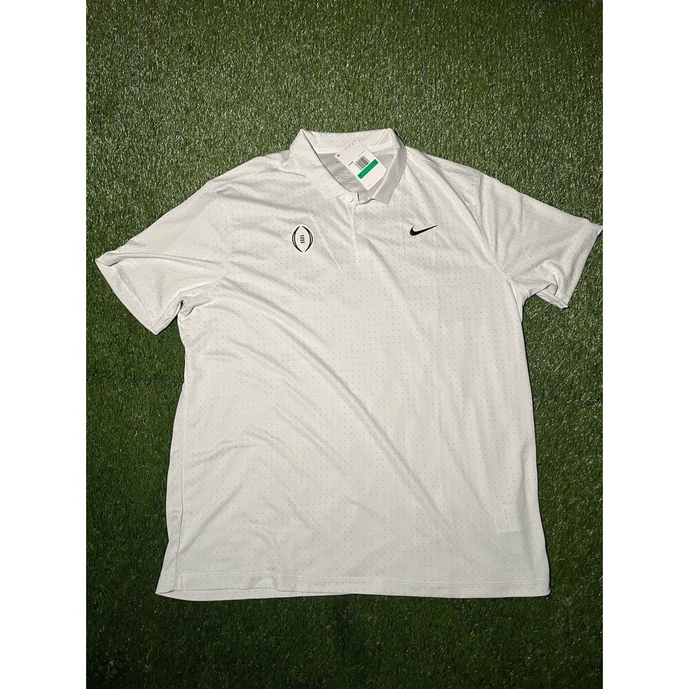 Nike Men's XL White Polka Dot Short Sleeve Polo Shirt Embroidered Logo New W Tag